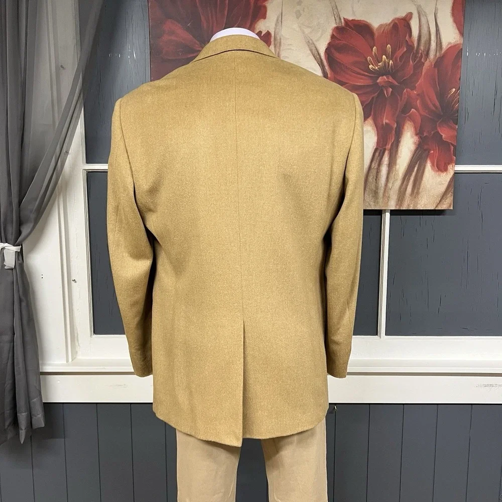Vintage Stafford Camel Hair Blazer Jacket Sport Coat Mens 44L Long Khaki